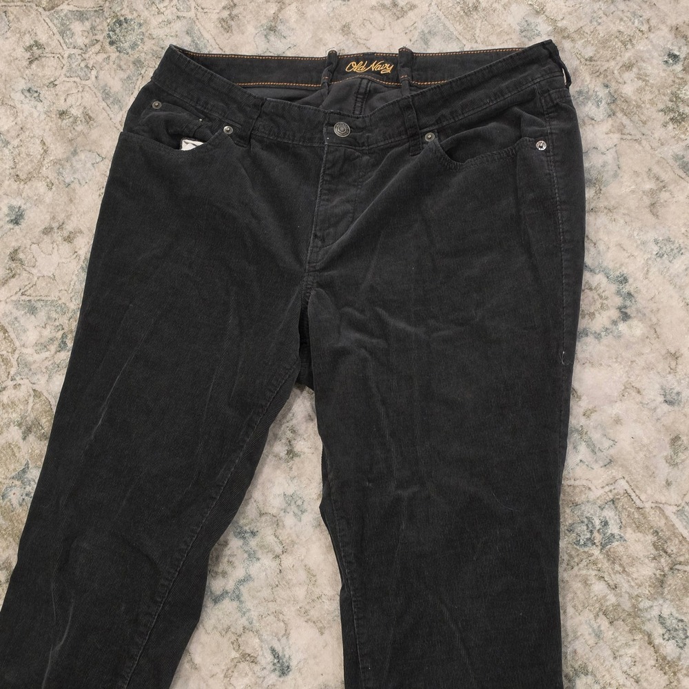 Old Navy Womens Black Corduroy Straight Leg Pants Size 18 Regular Stretch Mid Rz